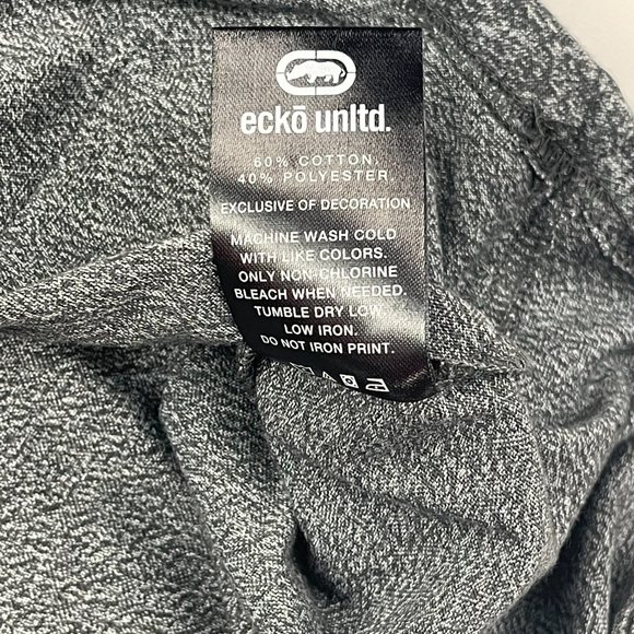ecko unltd Men's Size 2XL Gray Black Graphic Logo V-Neck Short Sleeve Shirt NEW - Picture 7 of 11